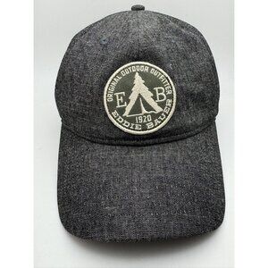 Eddie Bauer Hat Cap Strap Back Charcoal Gray Embroidered Patch Cotton Twill Mens